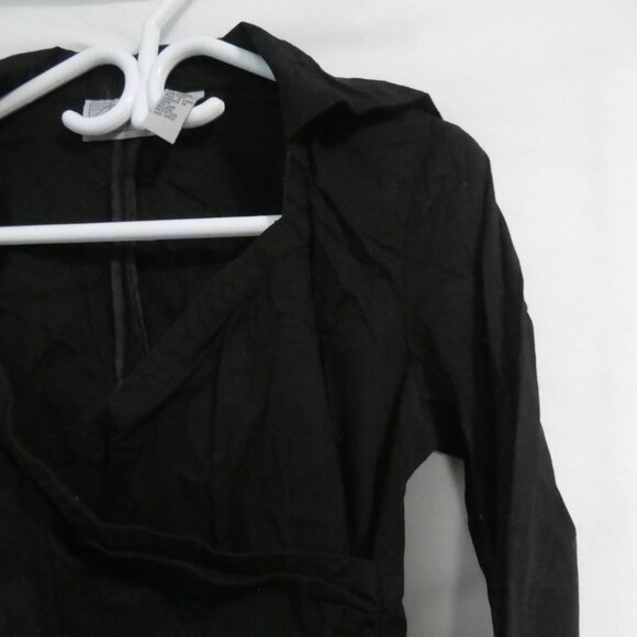 ZONE | medium | Black Long Sleeve Shirt With Rolled Cuffs and Zip Back Bottom - Picture 6 of 16
